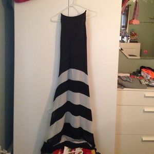 Black and white chevron, cross back dress